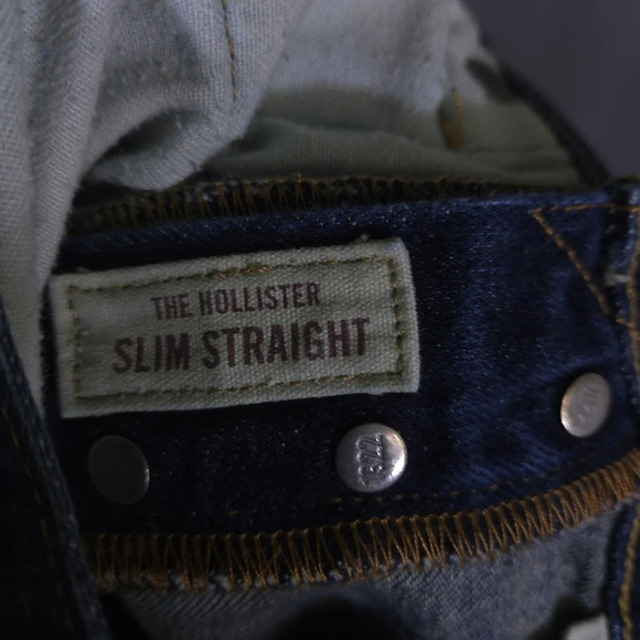 Hollister Slim Straight Denim Jeans Men's Size 28x30 Dark Wash Button Fly - Picture 7 of 8